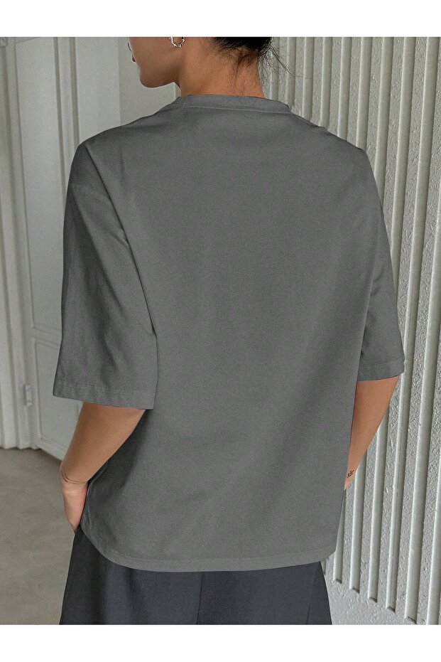 TRICOU OVERSIZE CU INScripție Simplă - 2