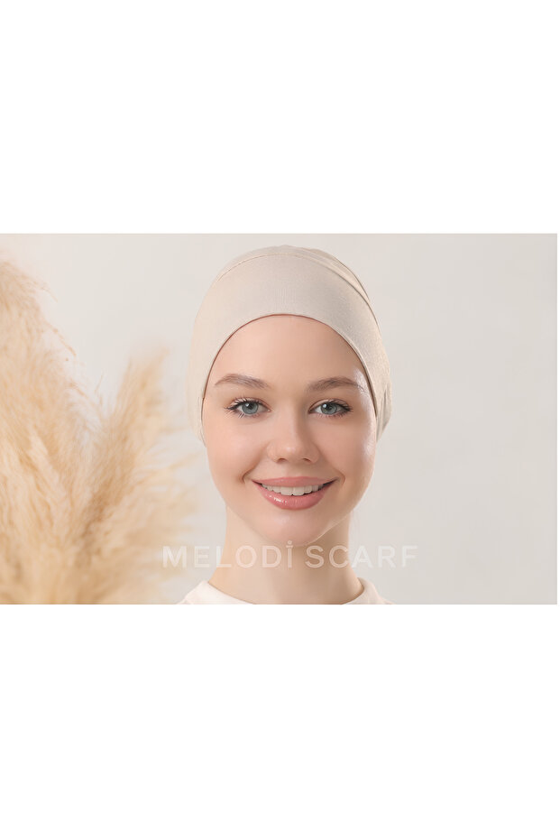 Hijab Silicone Non-Slip Bonnet - Stretch Fabric Tie Bonnet - Comfortable Breathable Fabric That Doesn'T Tighten Stone Color