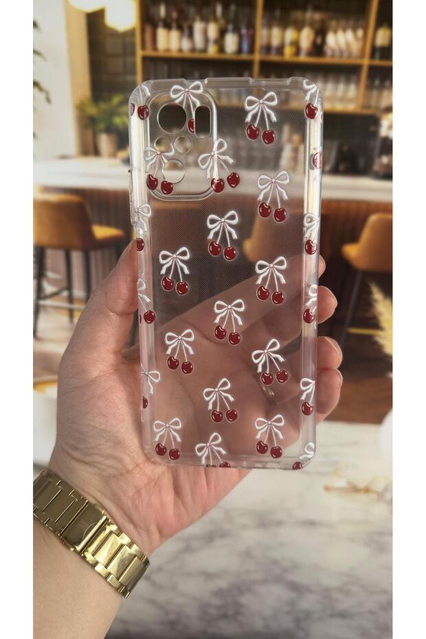 غطاء شفاف متوافق مع ريدمي نوت 10 بنمط الكرز، مقاوم للصدمات مع حماية للكاميرا - 2