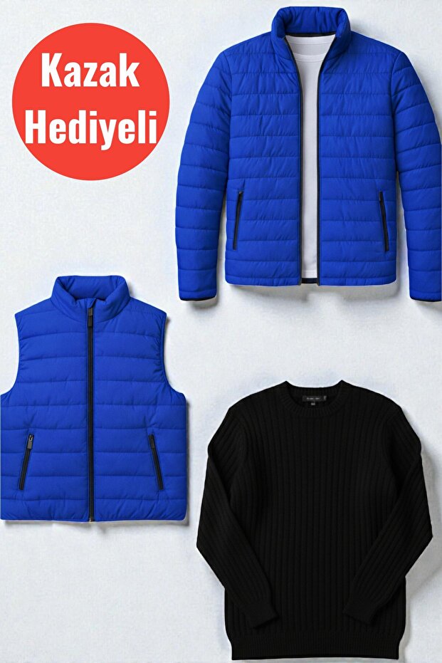 Transitional Men's 3-Piece Combination Set | Inflatable Coat + Vest + Gift Knit Sweater