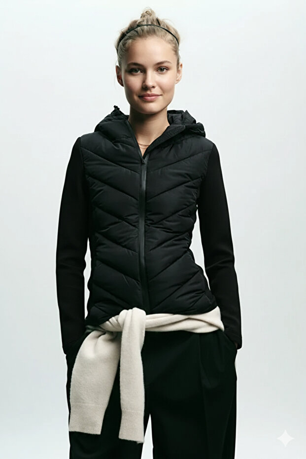 Zra Model Range Mom Contrast Puffer Coat Jacket Women's Lined