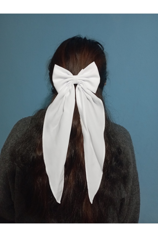 White Buckle Chiffon Fabric with Tail