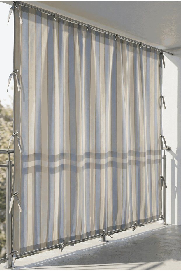 4-Sided Bird-Eye Garden Tarpaulin | Outdoor Balcony, Garage and Terrace Curtain – Gray Cream