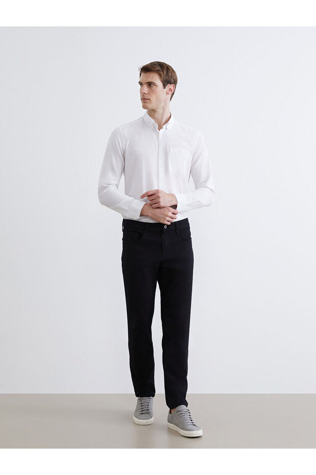 Black Slim Fit Gabardine Men's Chino Trousers (S6)