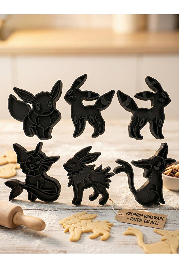 Pokemon Eevee 6-Piece Cookie Mold Set Dough Cutter Sugar Plasticine Pastry Shaper