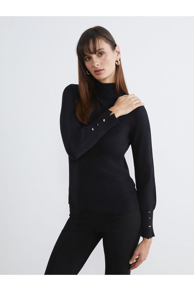 Create Your Style with Uzg Store Black Turtleneck Women's Knitwear Sweater