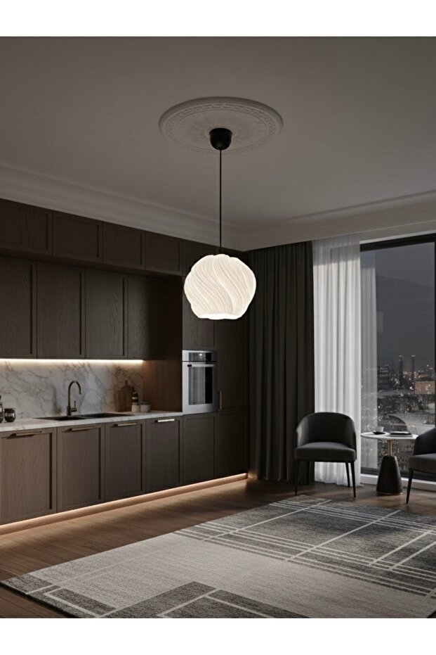 Avize Modern Bohem Avize Krema Desenli Sarkıt Avize - 6