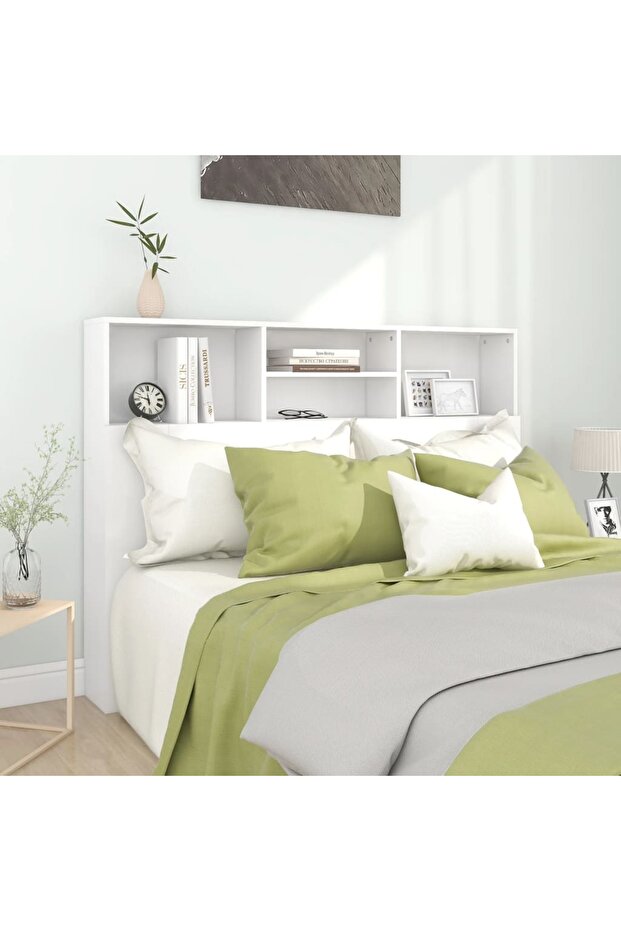 Headboard Cabinet White 140x19x103.5 cm