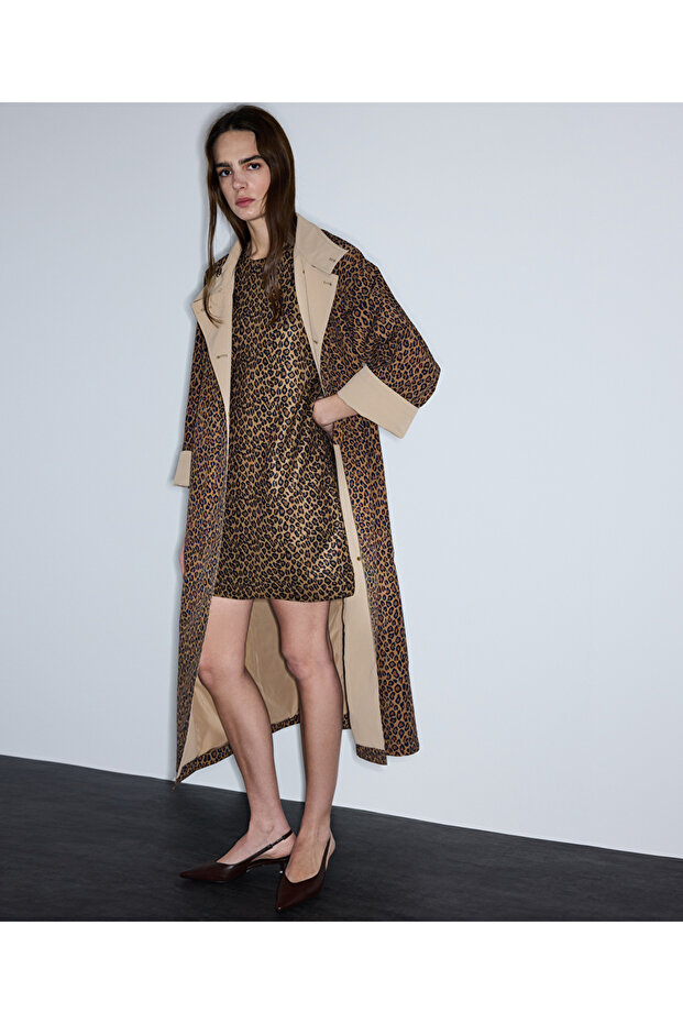 Leopar desen triko elbise - 6