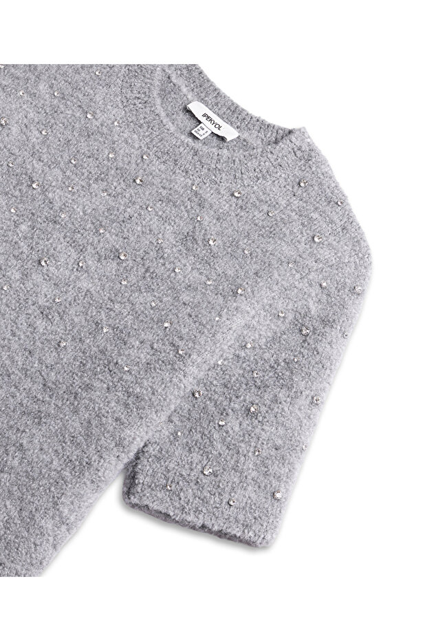 Strass taş aksesuarlı triko - 4