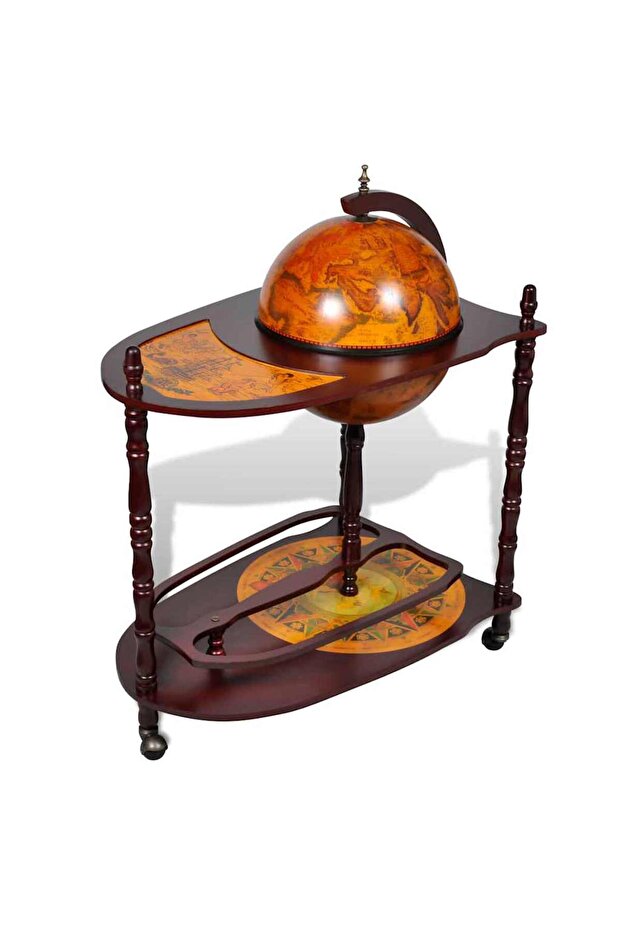 Globe Bar Wine Stand Eucalyptus Wood Freestanding