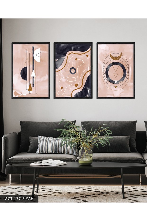 Watercolor Look Abstract Art 3 Piece Wooden Framed Painting Act