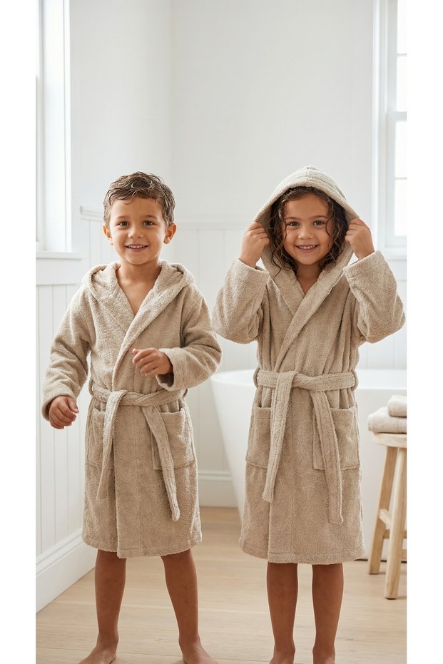 Soft 100% Cotton Hooded Children's Bathrobe
