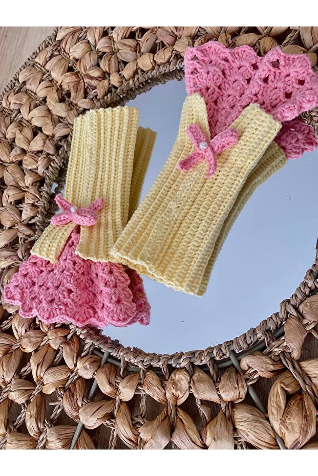 Vintage Örgü Dantel Eldiven , Bileklik - 2