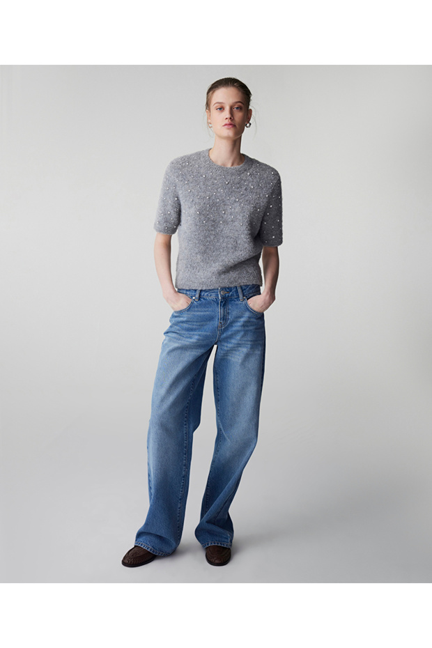 Strass taş aksesuarlı triko - 5