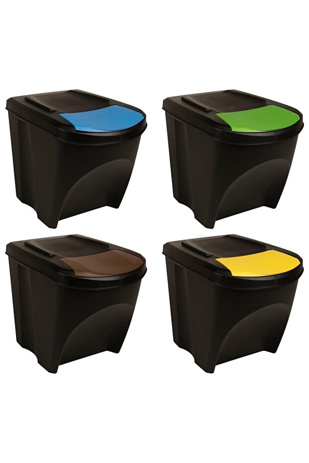 Stackable Dustbins 4 pcs Anthracite 100 L