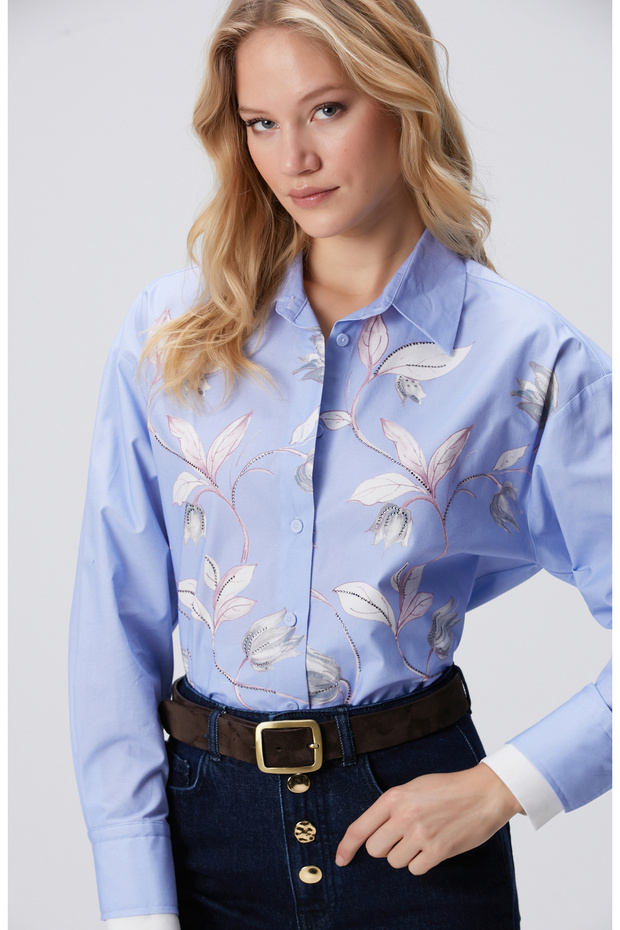 Mavi Desenli Gömlek - 2