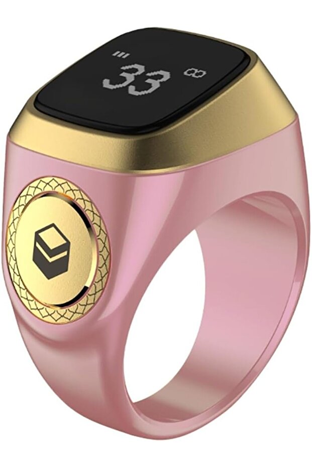YU WELL iQIBLA Smart Tasbih Zikr Ring- Muslim Prayer- Prayer Timing Reminder OLED Display 20mm Pink