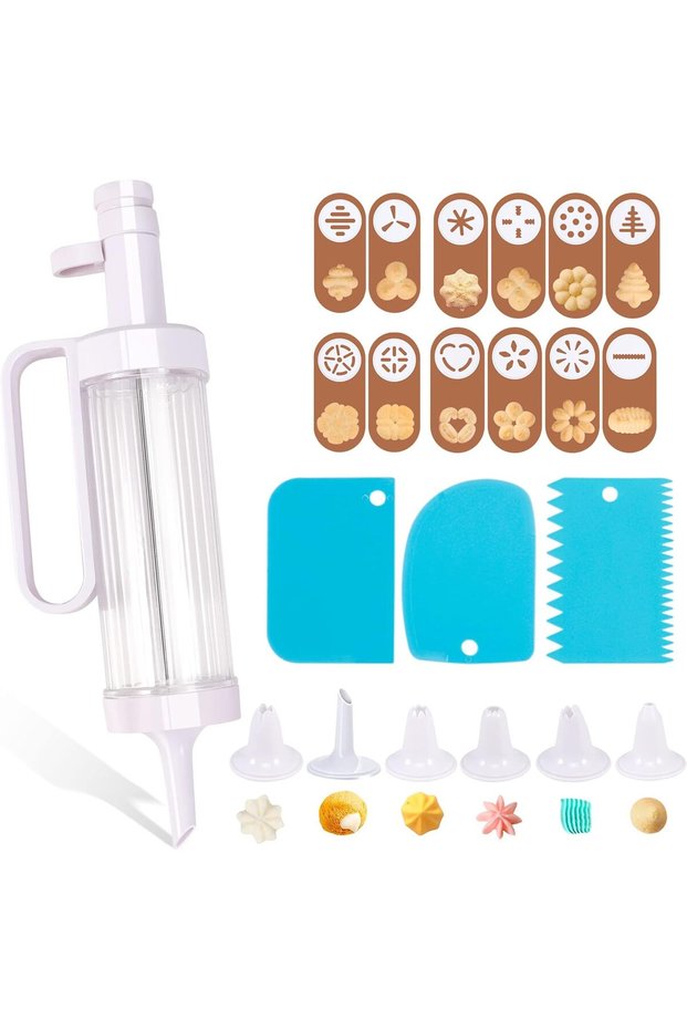 Frosting Piping Kit and Cookie Press,Multifunction Dessert Decorating Syringe Set,3 Pieces