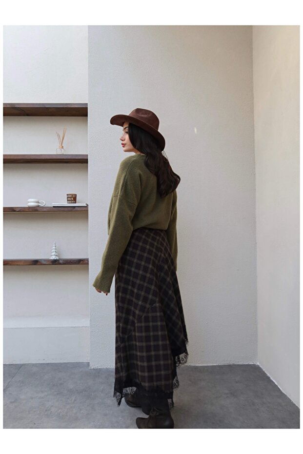 Ekose Dantelli Etek - 5