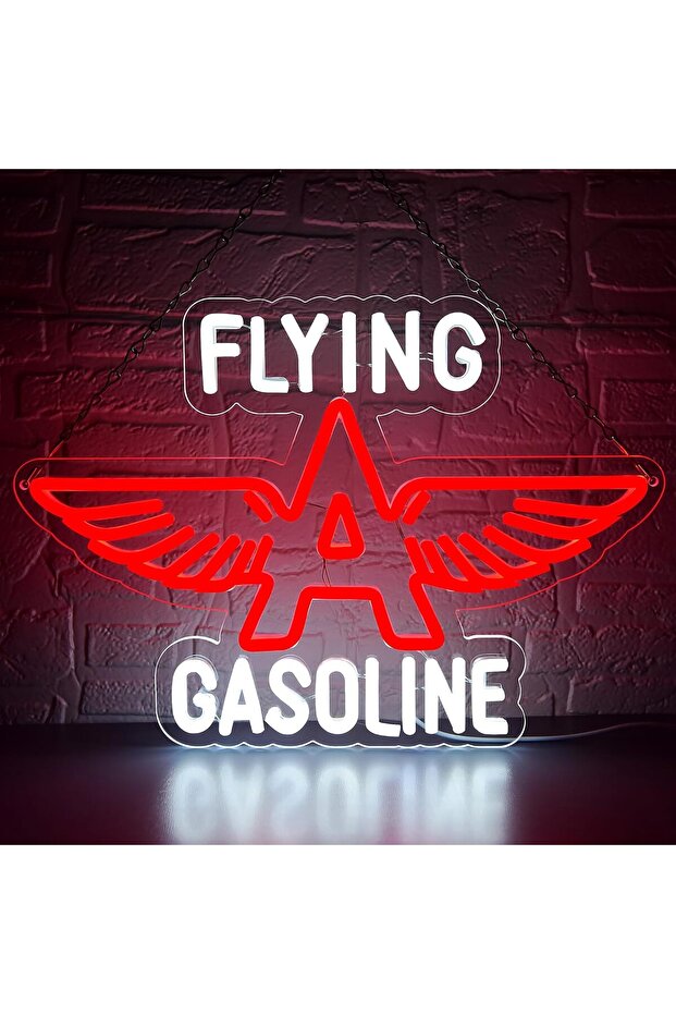 لافتة نيون LED مضيئة مكتوب عليها "Flying A Gasoline" مقاس 29 × 40 سم لتزيين المرآب