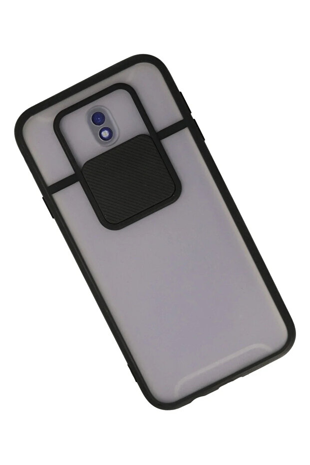 Samsung Galaxy J7 Pro / J730 Kılıf Palm Buzlu Kamera Sürgülü Silikon - Siyah 1200305 - 2