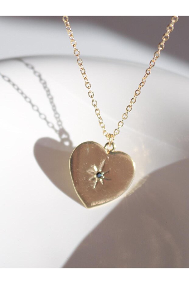 Navy Blue Zircon Stone Star Heart Necklace