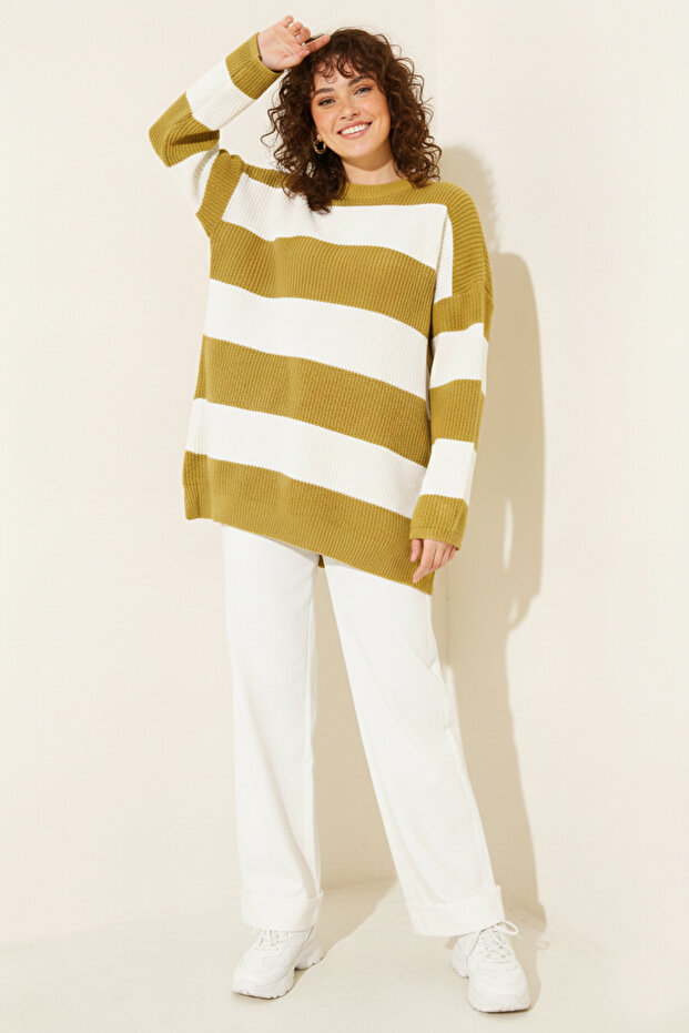 Casual Thick Knitwear R4511 Oil Green