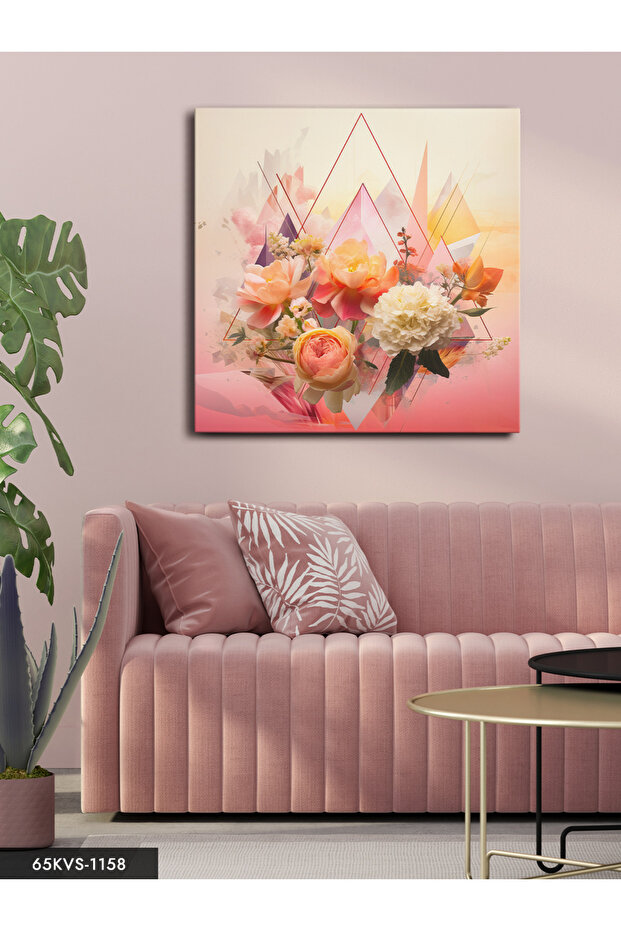 Lines and Flowers One Piece Square Canvas - Canvas Painting