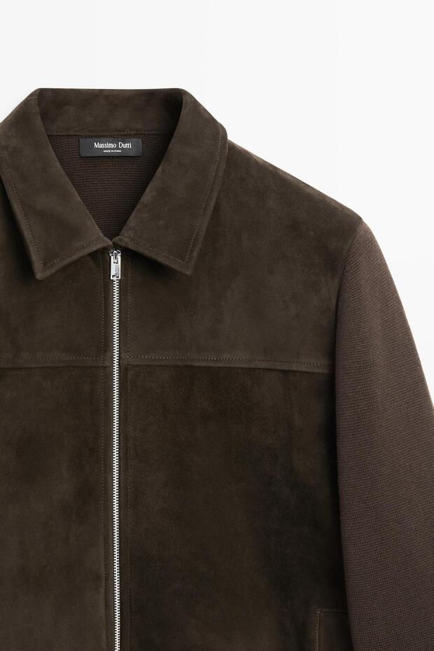 Pamuklu deri triko hırka - 6