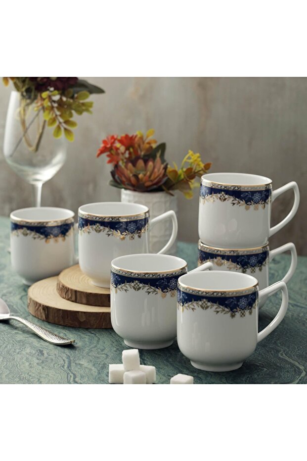 Aurora Collection Set of 6 Coffee Mugs (200ml) Real Gold Plated