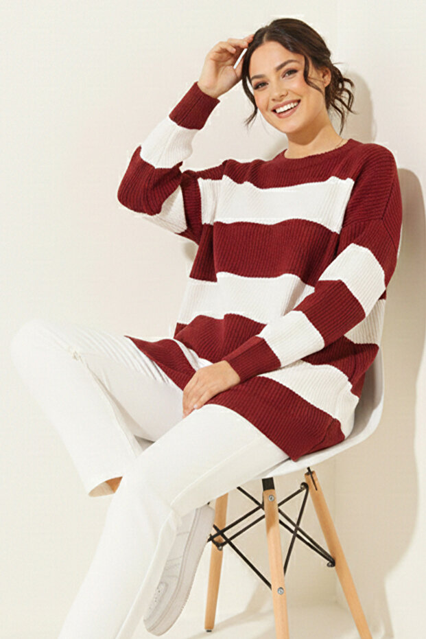 Casual Thick Knitwear R4511 Claret Red