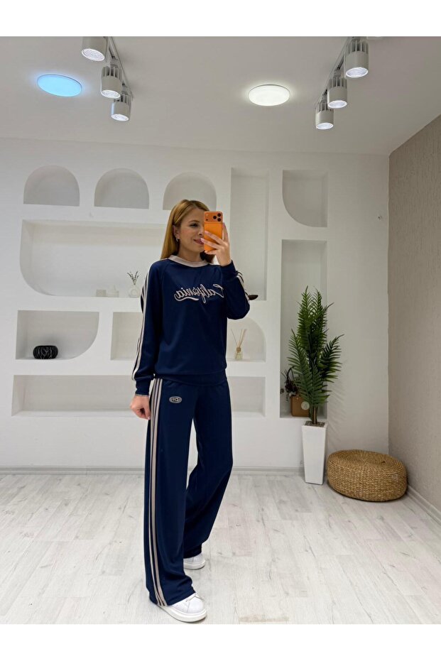 Modal Textured Embroidered Stripe Suit