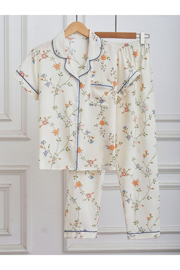 Women Floral Print Shirt and Pyjama Set
