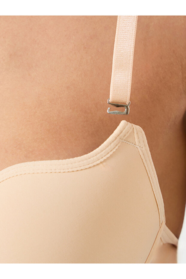 حمالة صدر مبطنة بلون بيج سادة مع سلك - 3