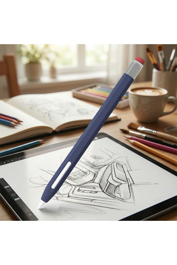 Apple pencil pro case classic retro design matte silicone navy blue (product is not a pencil)
