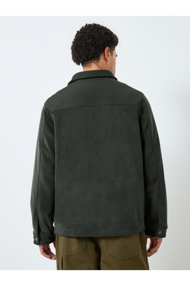 Men Oversized Fleece Button-Down Jacket - 5