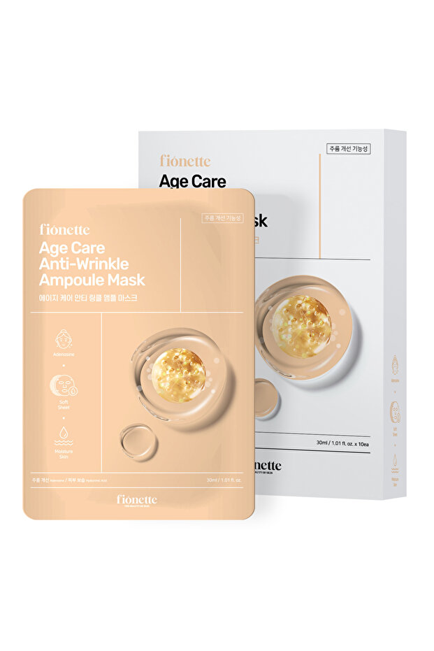 Fiónette Age Care Anti-Wrinkle Ampoule Face Sheet Mask Pack X 10 Pieces