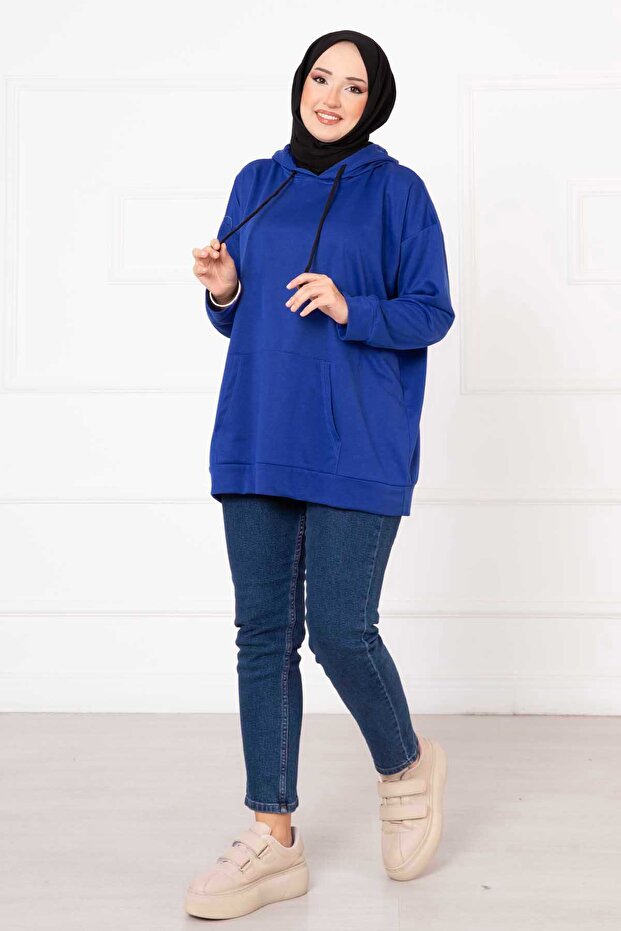 Kangaroo Pocket Hijab Sweatshirt Cobalt Blue