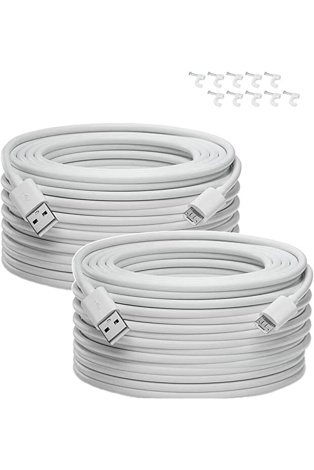 2-Pack 6M Micro USB Extension Cable - Heavy Duty Charging & Data Sync Cord for Wyze Cam/Nest Cam/Bli