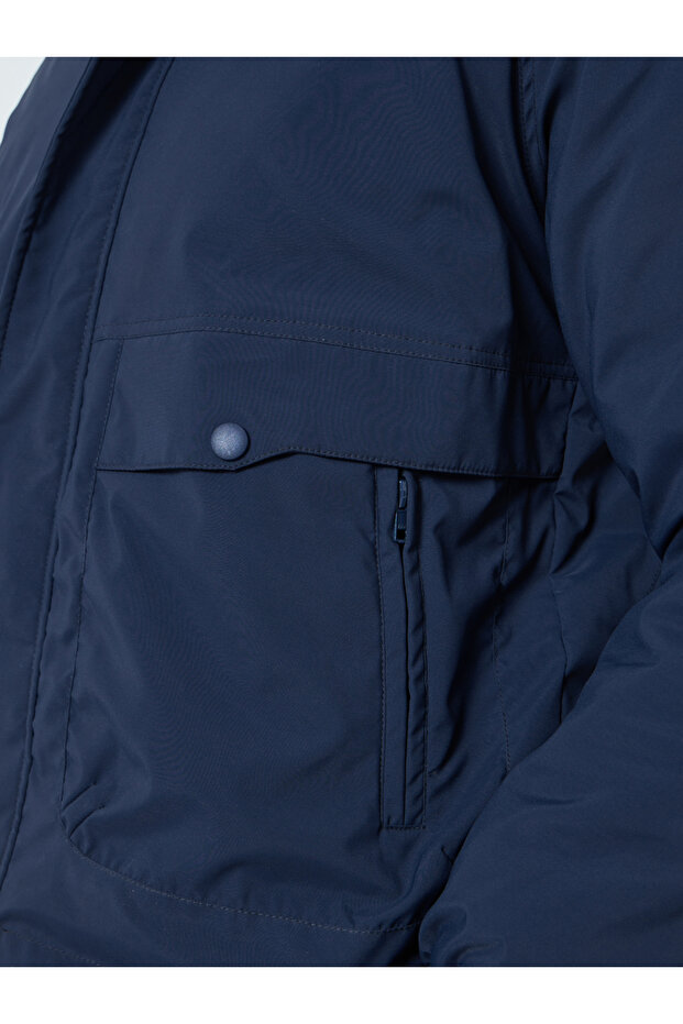 Men Navy Solid Zip-Up Regular Jacket - 5