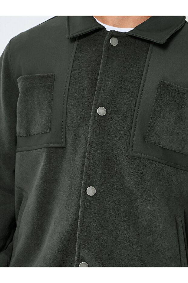 Men Oversized Fleece Button-Down Jacket - 4