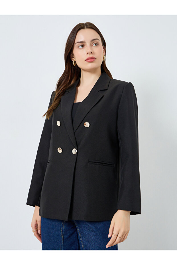 بليزر فضفاض بأزرار على الجهتين موحد مع بطانة - 3