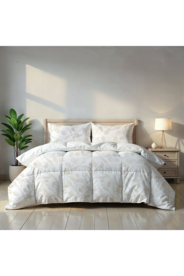 طقم لحاف بوهيمي مكون من 4 قطع، بنقشة أوراق الشجر، مقاس فردي 160 × 240 سم - 3