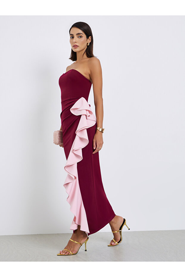 Women Color Block Sleeveless Sheath Maxi Dress