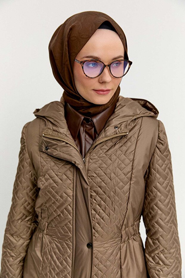 Kapüşonlu Kapitone Kaban - 5