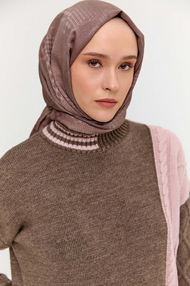 Çift Renkli Oversize Triko Tunik - 4