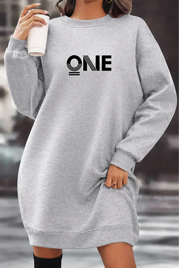 Unisex Printed Crew Neck Sweatshirt Dress