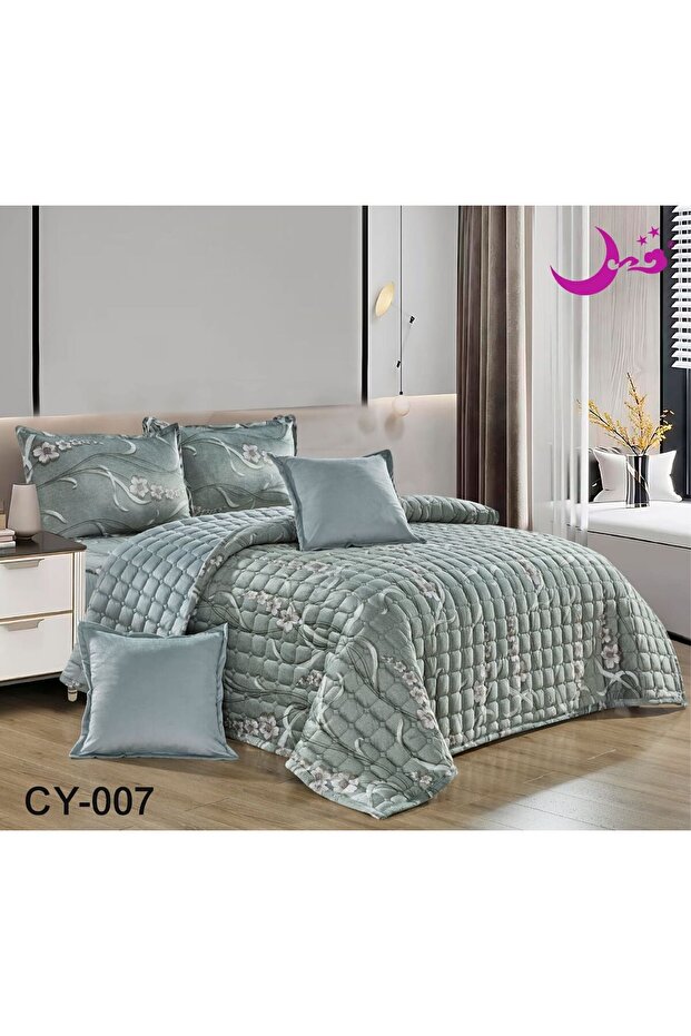 Velvet compressed bedspread, single and a half size, 4 pieces