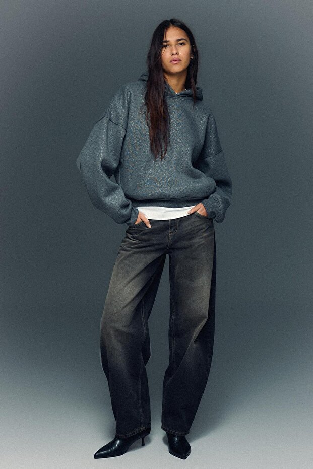 Simli kapüşonlu sweatshirt - 5